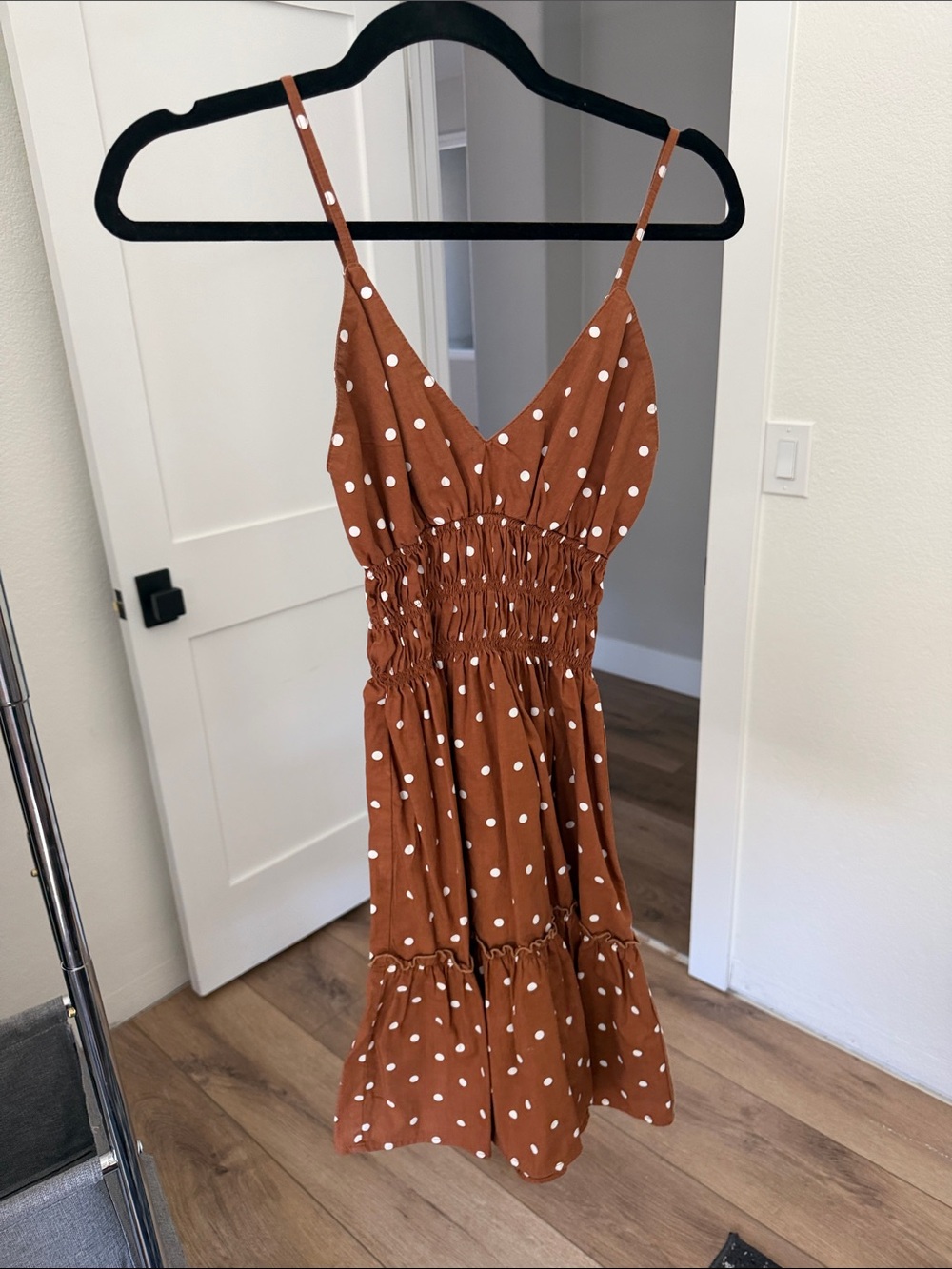Rust Polka Dot Smocked Sundress